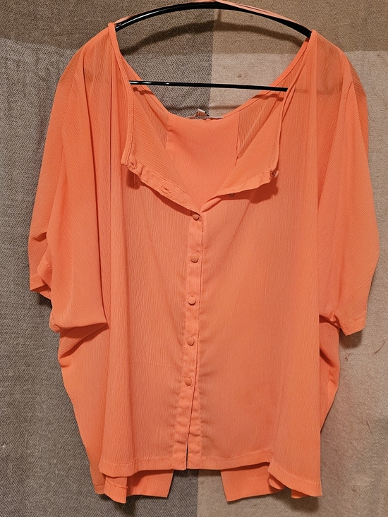 BB Dakota Tops - BB Dakota Coral-Orange Button Front Blouse
